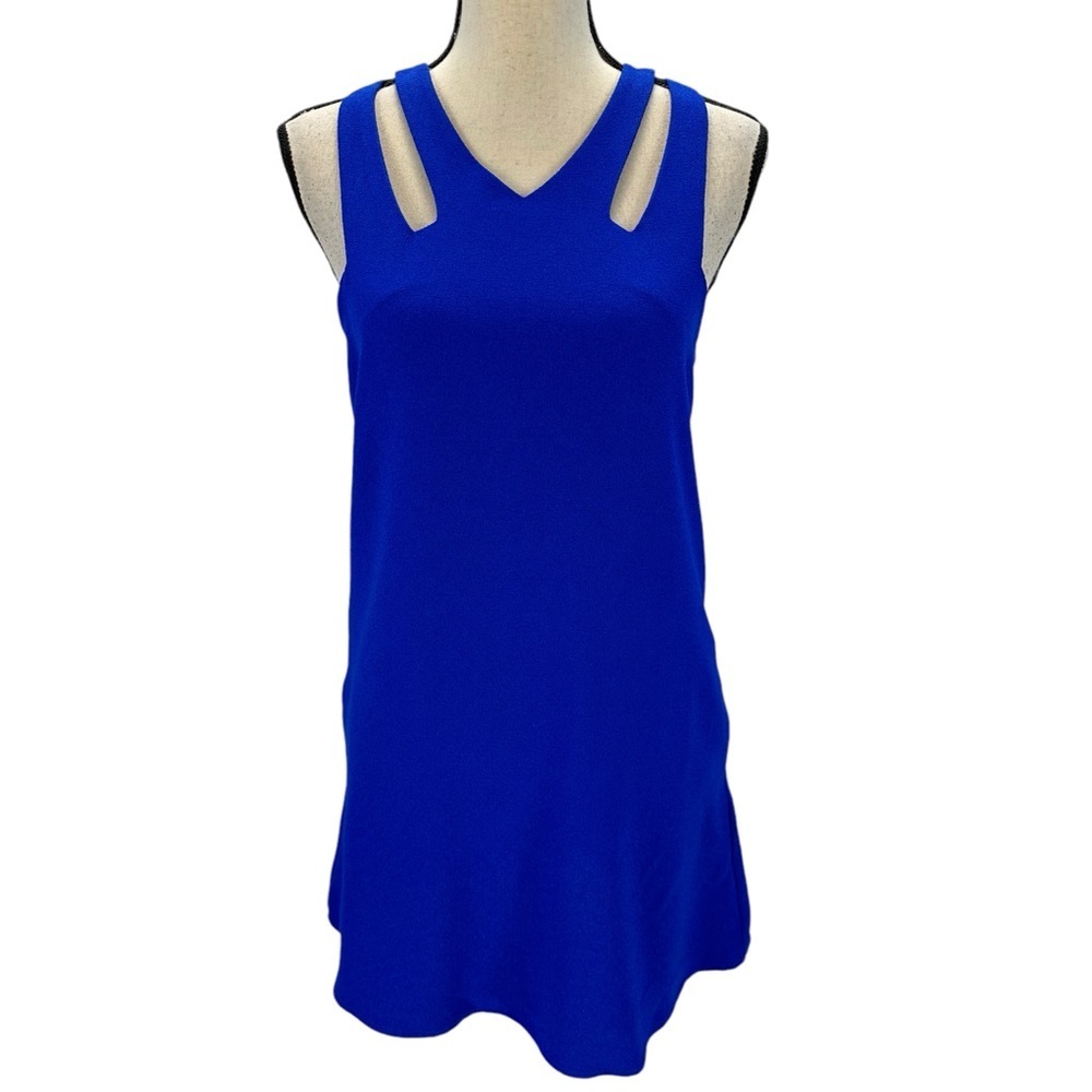 Speechless Sleeveless Double Shoulder Strap V-Neck Mini Dress - Blue -size Small
